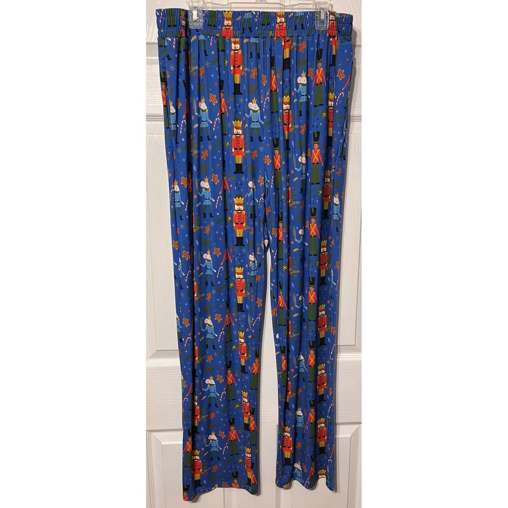 Laree + Co Mens 3XL Nutcracker Bamboo Viscose Lounge Pajama Pants Blue Holiday